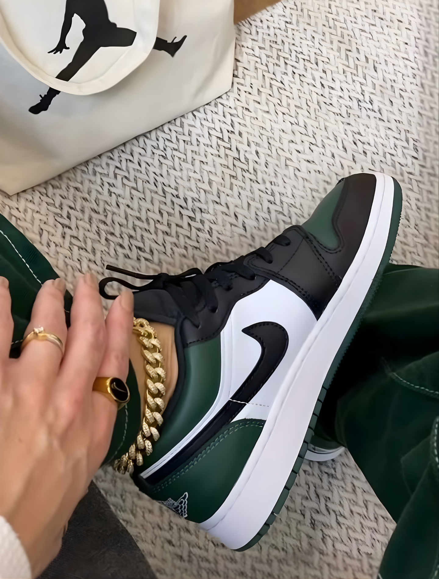 NIKE AIR JORDAN 1 LOW GREEN TOE