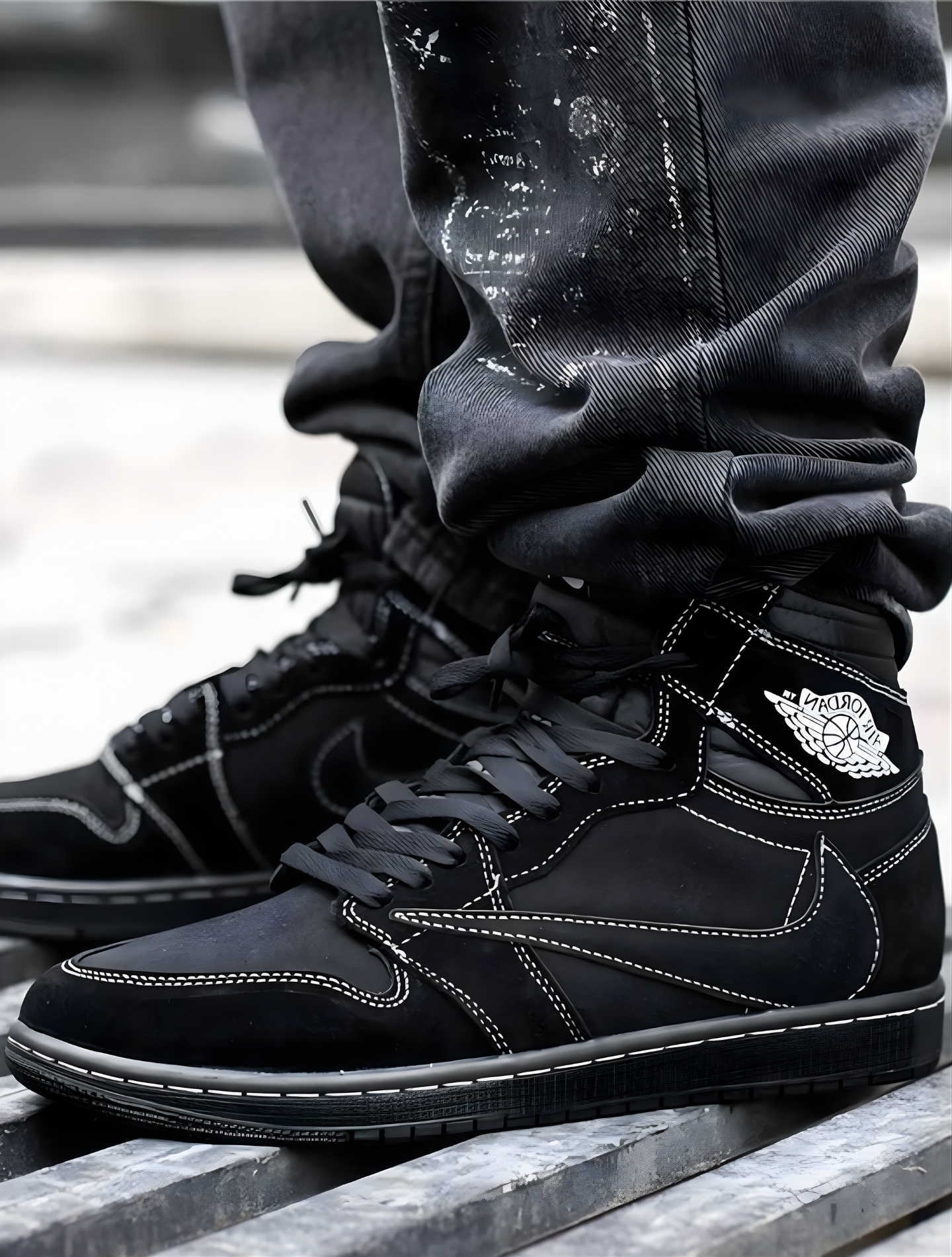 NIKE AIR JORDAN 1 X TRAVIS SCOTT HIGH BLACK PHANTOM