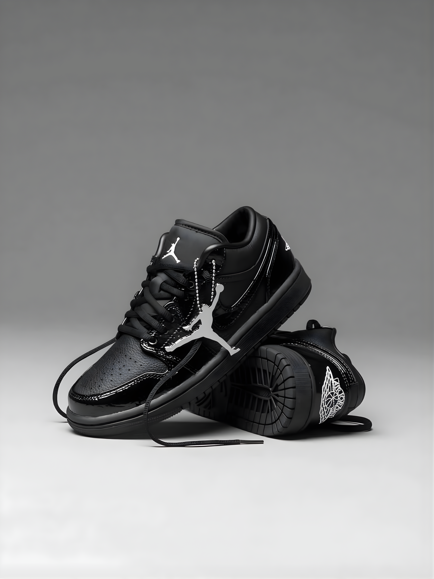 NIKE AIR JORDAN 1 LOW SE PATENT ELEPHANT BLACK