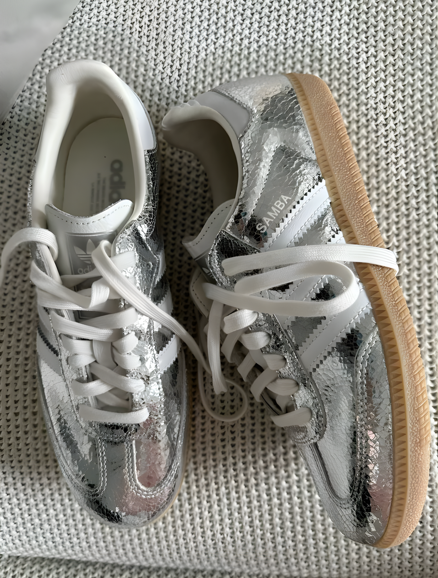 ADIDAS SAMBA OG SILVER METALLIC CRACKED LEATHER