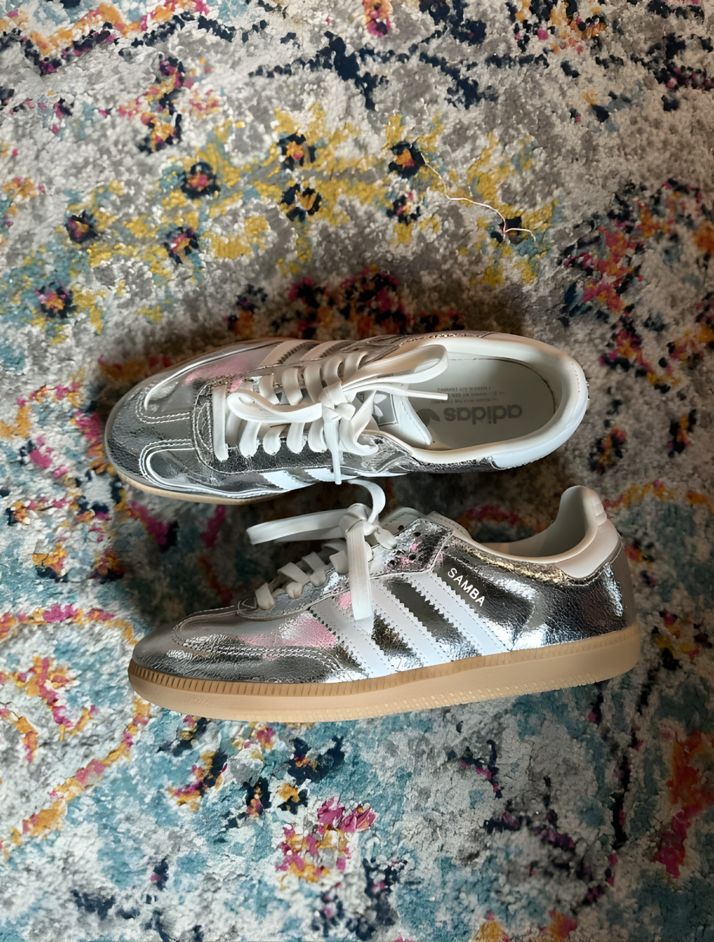 ADIDAS SAMBA OG SILVER METALLIC CRACKED LEATHER