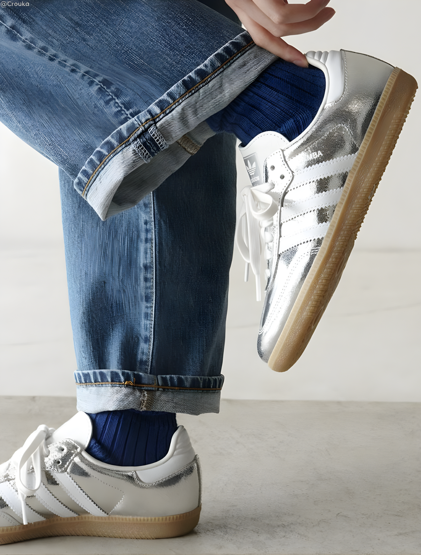ADIDAS SAMBA OG SILVER METALLIC CRACKED LEATHER