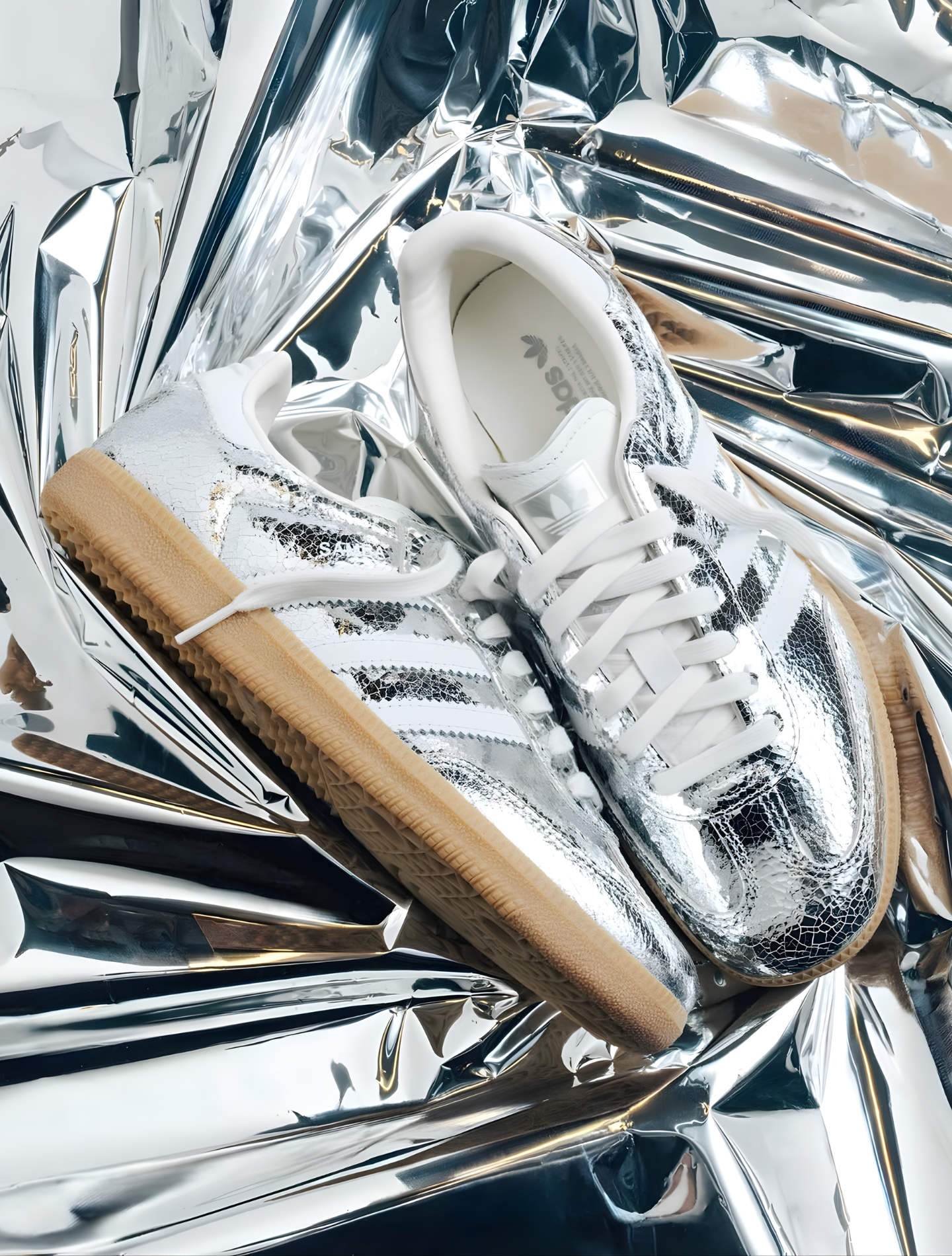 ADIDAS SAMBA OG SILVER METALLIC CRACKED LEATHER