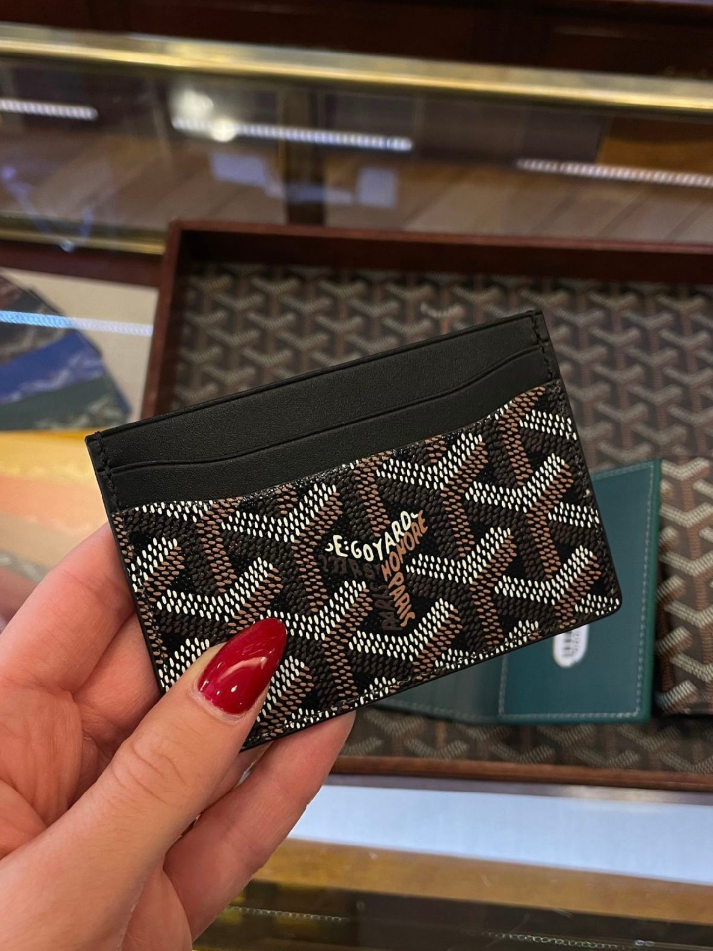 GOYARD CARD HOLDER BLACK X BROWN