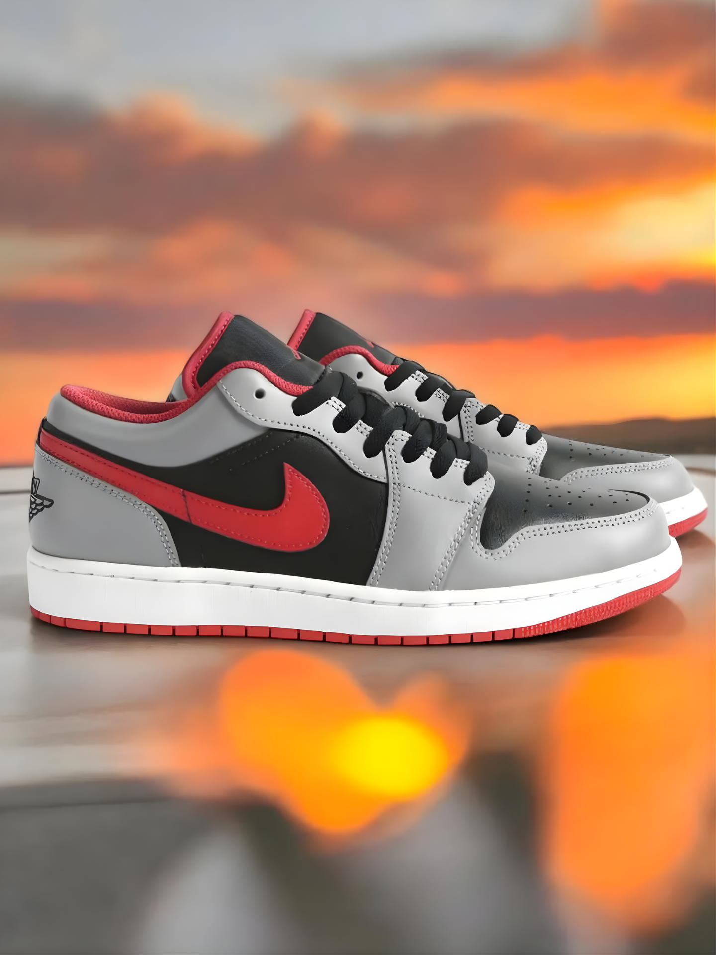 NIKE AIR JORDAN 1 CEMENT GREY WHITE FIRE RED