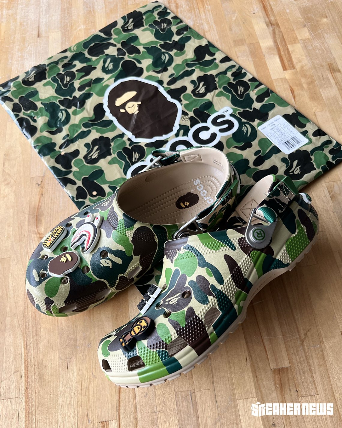 BAPE CROCS GREEN