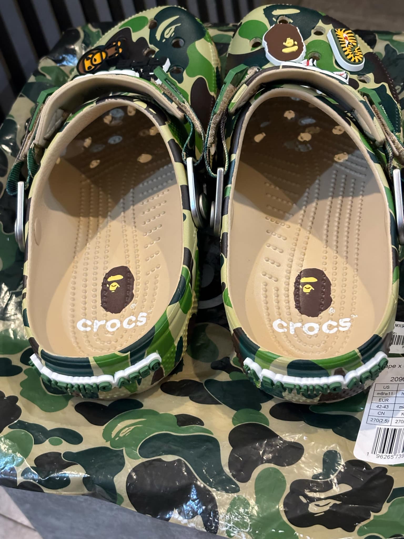 BAPE CROCS GREEN
