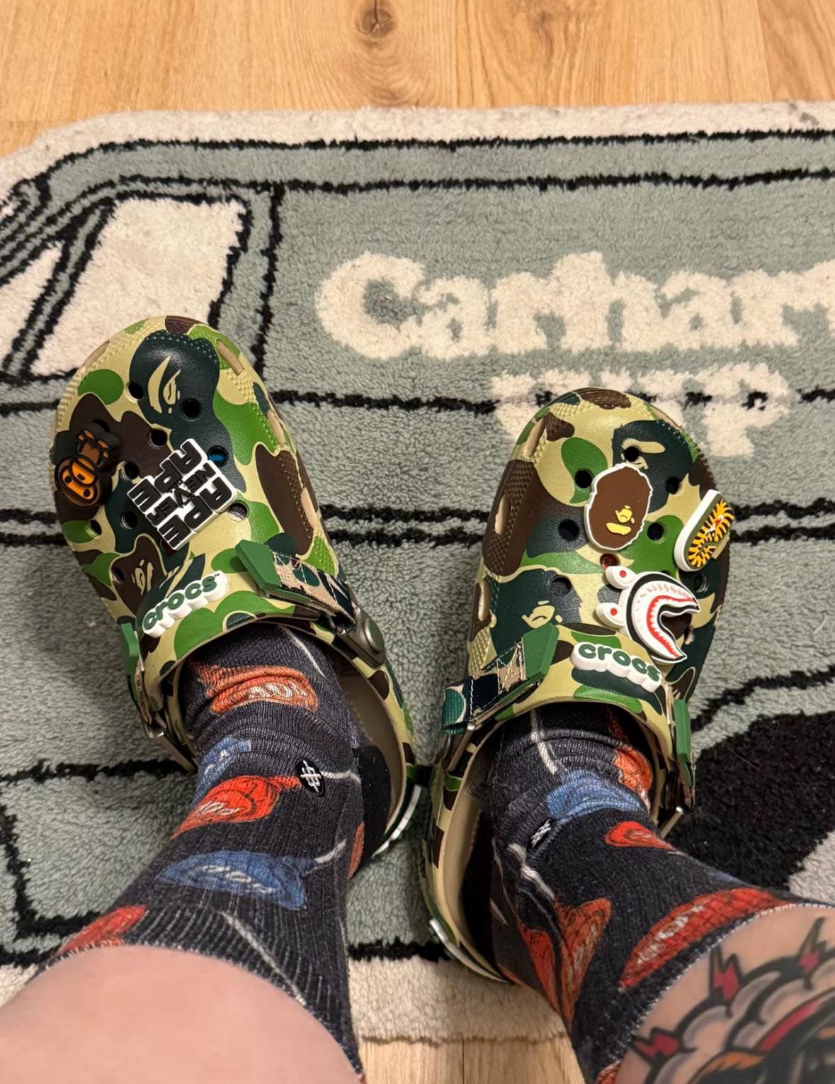 BAPE CROCS GREEN